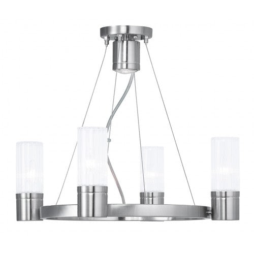 Livex Lighting Midtown 4 Light Brushed Nickel Chandelier