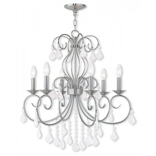 Livex Lighting Donatella 6 Light Brushed Nickel Chandelier