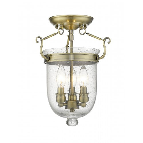 Livex Lighting Jefferson 3 Light Antique Brass Ceiling Mount