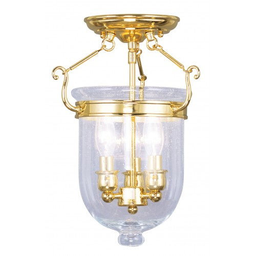 Livex Lighting Jefferson 3 Light Polished Brass Ceiling Mount
