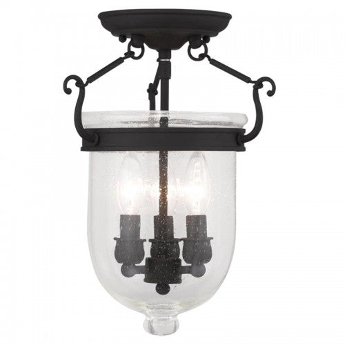 Livex Lighting Jefferson 3 Light Black Ceiling Mount