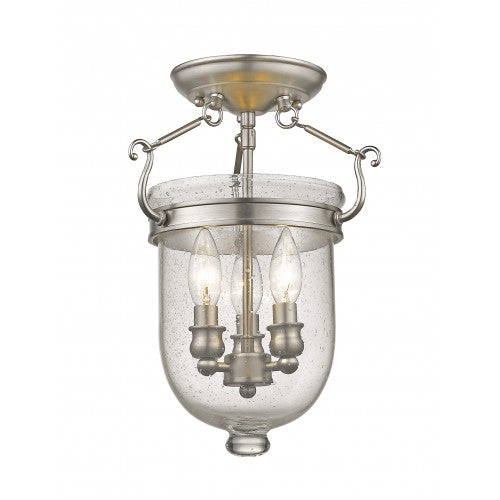 Livex Lighting Jefferson 3 Light Brushed Nickel Ceiling Mount