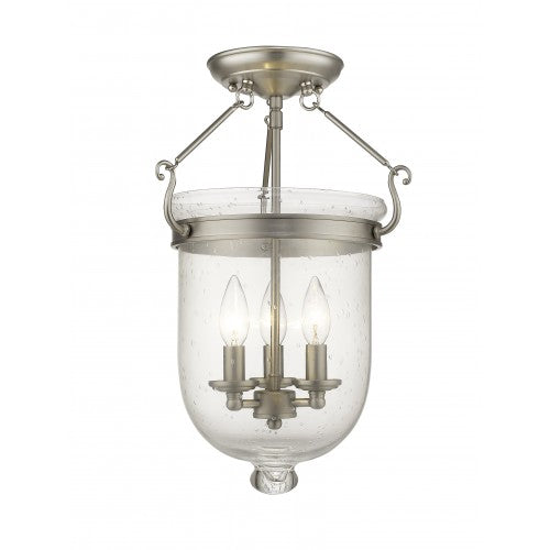 Livex Lighting Jefferson 3 Light Brushed Nickel Ceiling Mount
