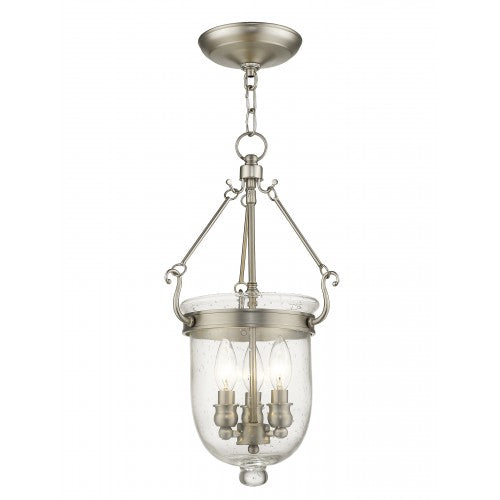 Livex Lighting Jefferson 3 Light Brushed Nickel Chain Lantern