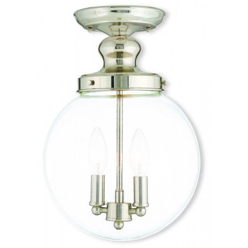 Livex Lighting Sheffield 2 Light Polished Nickel Ceiling Mount
