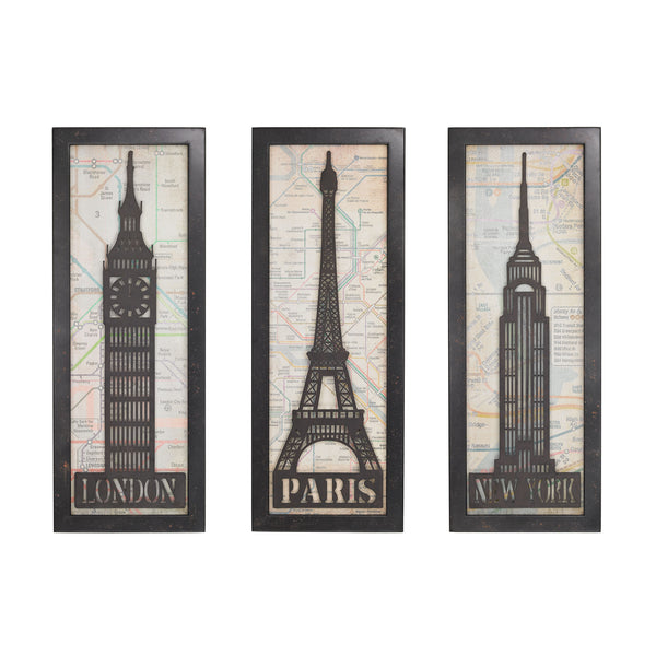 Set of 3 Iconic Cities Triptych