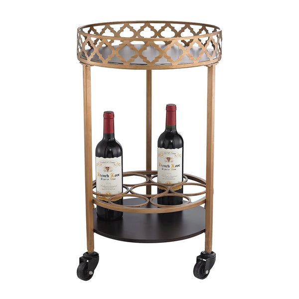 Circular Quatrefoil Bar Cart