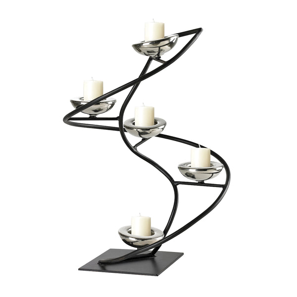 Iron Spiral Candle Holder In Black / Chrome