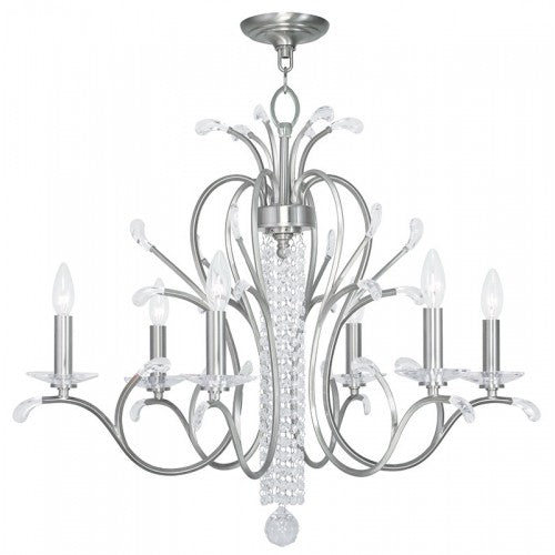Livex Lighting Serafina 6 Light Brushed Nickel Chandelier