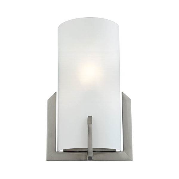 Wall Sconces 1 Light Sconce In Brushed Nickel And White Glass