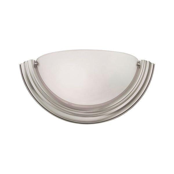 Wall Sconces 1 Light Sconce In Brushed Nickel And White Glass