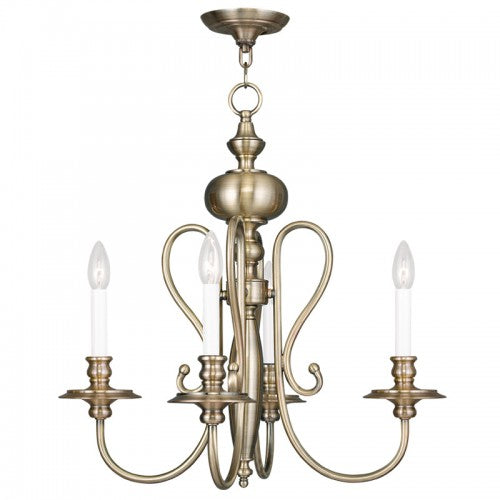 Livex Lighting Caldwell 4 Light Antique Brass Chandelier