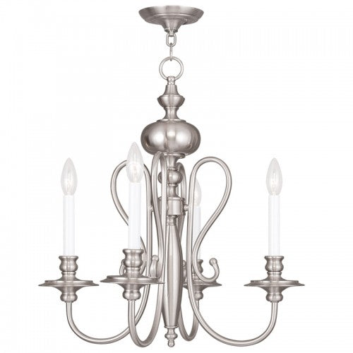 Livex Lighting Caldwell 4 Light Brushed Nickel Chandelier