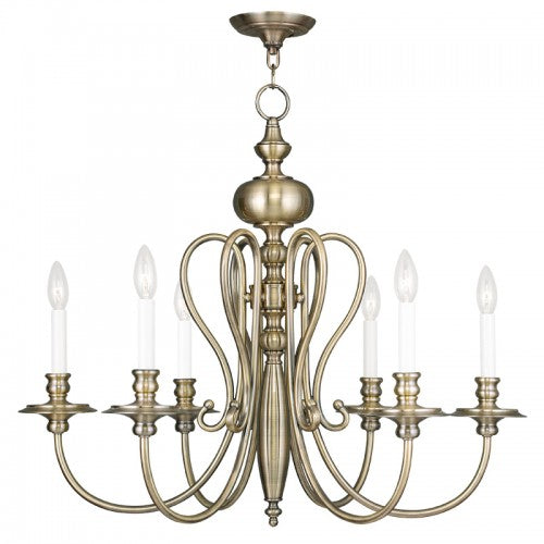 Livex Lighting Caldwell 6 Light Antique Brass Chandelier