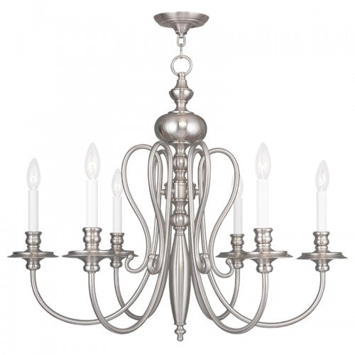 Livex Lighting Caldwell 6 Light Brushed Nickel Chandelier