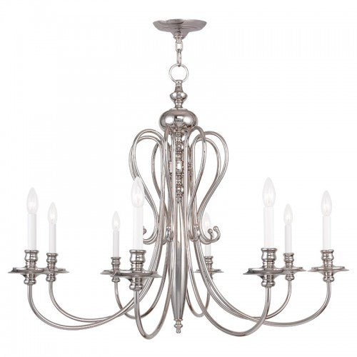 Livex Lighting Caldwell 8 Light Polished Nickel Chandelier