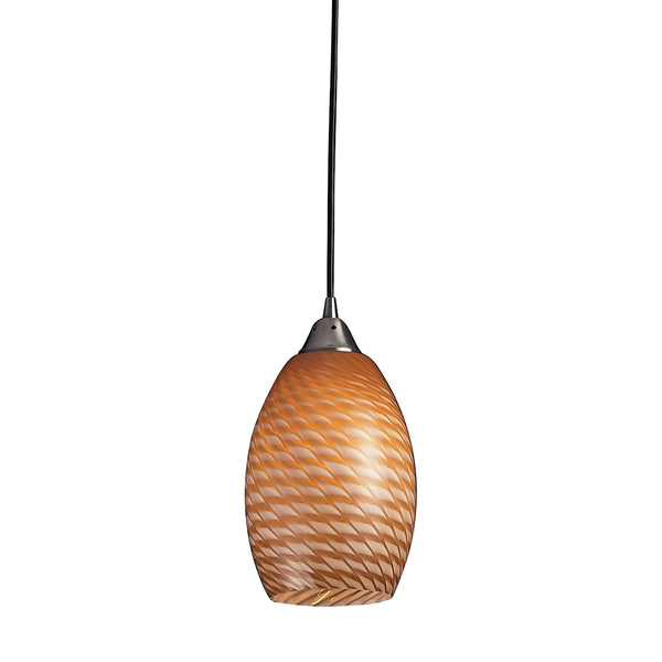 Mulinello 1 Light Pendant In Satin Nickel With Cocoa Glass