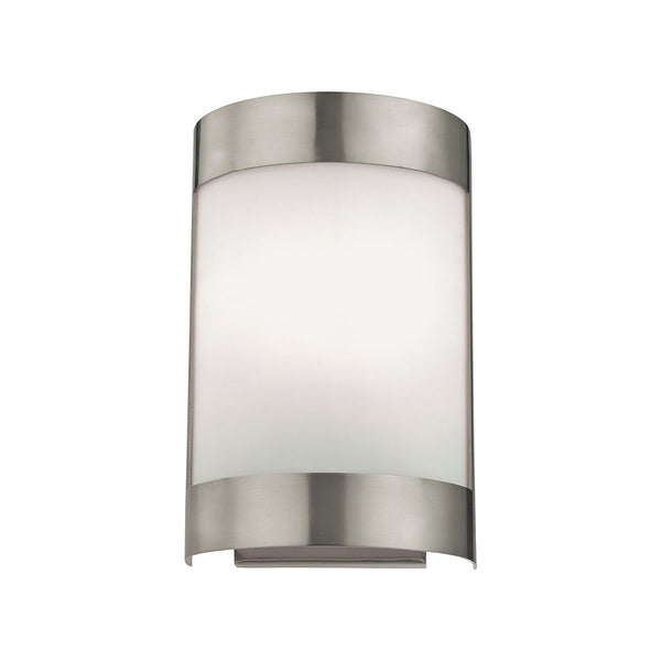 Wall Sconces 1 Light Sconce In Brushed Nickel And White Glass