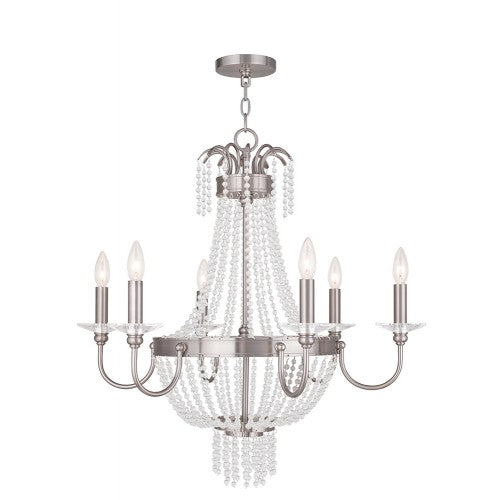 Livex Lighting Valentina 6 Light Brushed Nickel Chandelier
