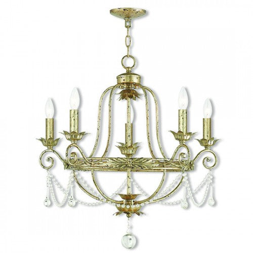 Livex Lighting Sophia 5 Light Winter Gold Chandelier