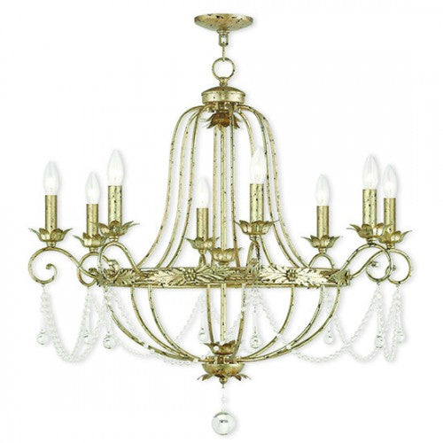 Livex Lighting Sophia 8 Light Winter Gold Chandelier