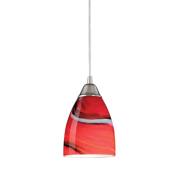 Pierra 1 Light LED Pendant In Satin Nickel And Candy Glass