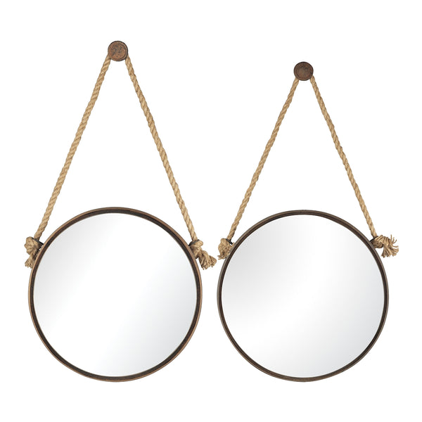 Round Mirrors On Rope - Set of 2