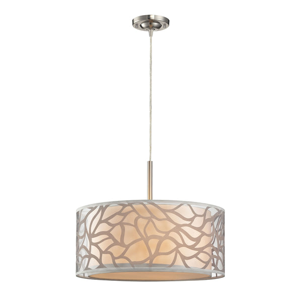 Autumn Breeze 3 Light Pendant In Brushed Nickel