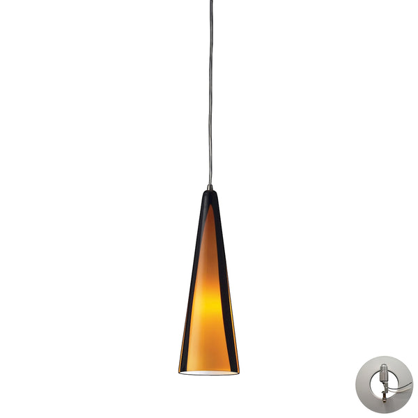Desert Winds 1 Light Pendant In Satin Nickel And Sahara Glass - Includes Recessed Lighting Kit
