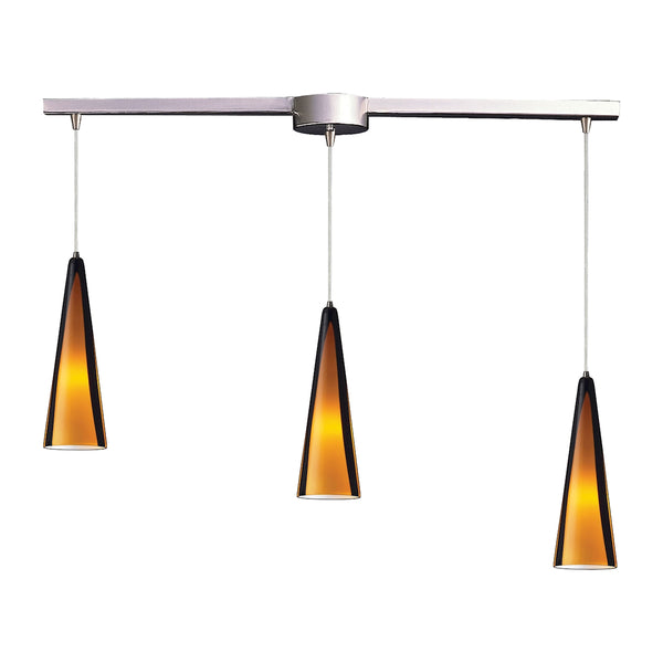 Desert Winds 3 Light Pendant In Satin Nickel And Sahara Glass