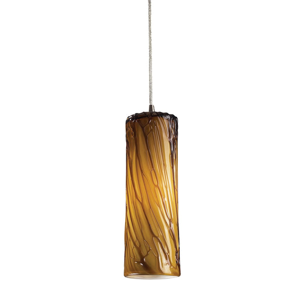 Maple 1 Light Pendant In Satin Nickel And Maple Amber