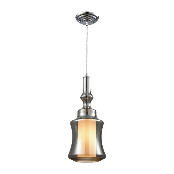 Alora 1 Light Pendant In Polished Chrome With Opal White And Smoke Plated Glass - Includes Recessed Lighting Kit