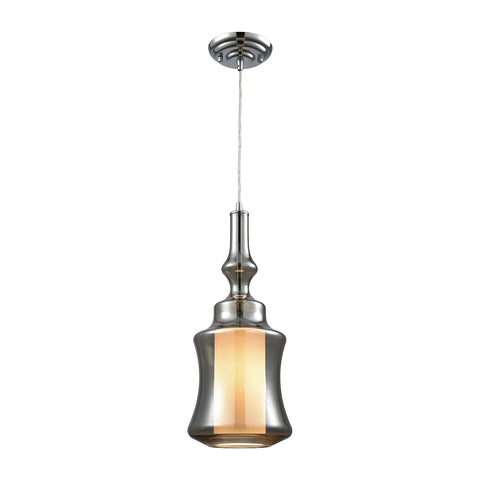 Alora 1 Light Pendant In Polished Chrome With Opal White And Smoke Plated Glass - Includes Recessed Lighting Kit