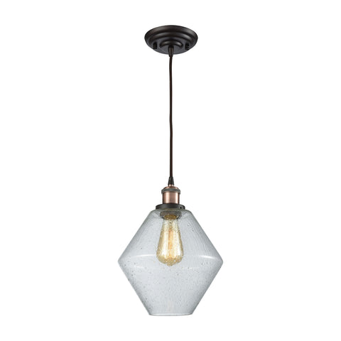 Raindrop Glass 1 Light Pendant In Antique Copper/Oil Rubbed Bronze With Clear Raindrop Glass
