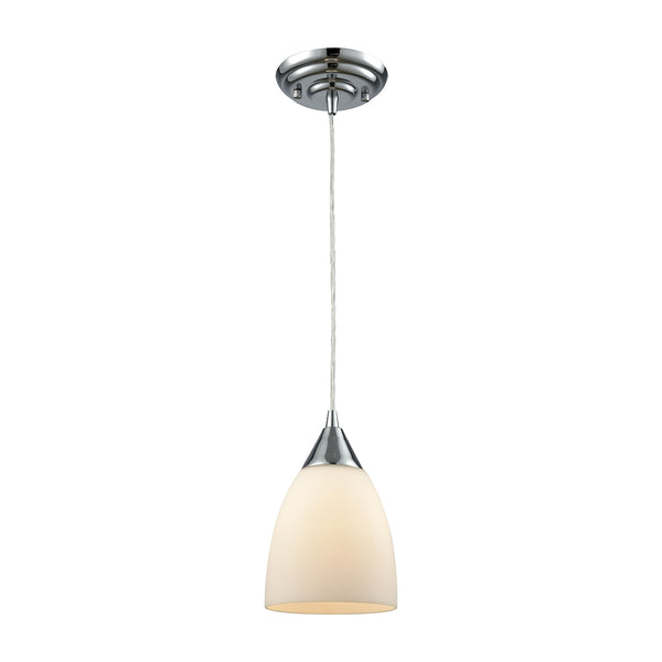 Merida 1 Light Pendant In Polished Chrome With White Linen Glass