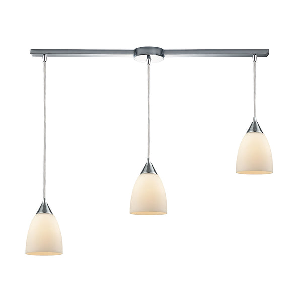 Merida 3 Light Linear Bar Pendant In Polished Chrome With Opal White Linen Glass