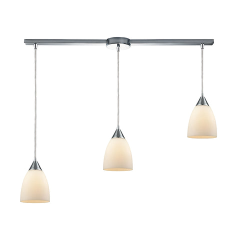 Merida 3 Light Linear Bar Pendant In Polished Chrome With Opal White Linen Glass