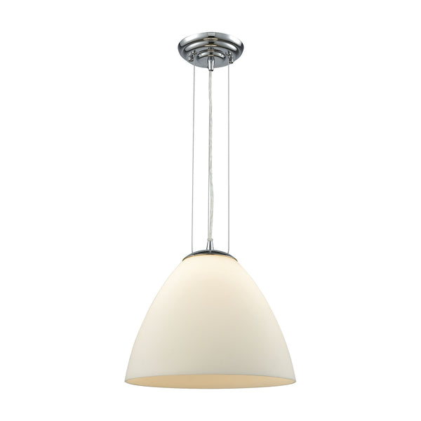 Merida 1 Light Pendant In Polished Chrome With White Linen Glass - Includes Recessed Lighting Kit