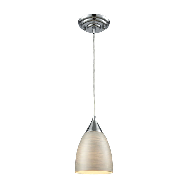 Merida 1 Light Pendant In Polished Chrome With Silver Linen Glass - Includes Recessed Lighting Kit
