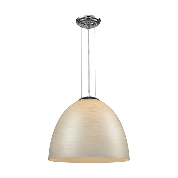 Merida 1 Light Pendant In Polished Chrome With Silver Linen Glass