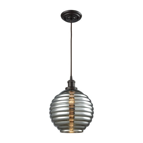Ridley 1 Light Pendant In Oil Rubbed Bronze With Smoke Plated Beehive Glass - Includes Recessed Lighting Kit
