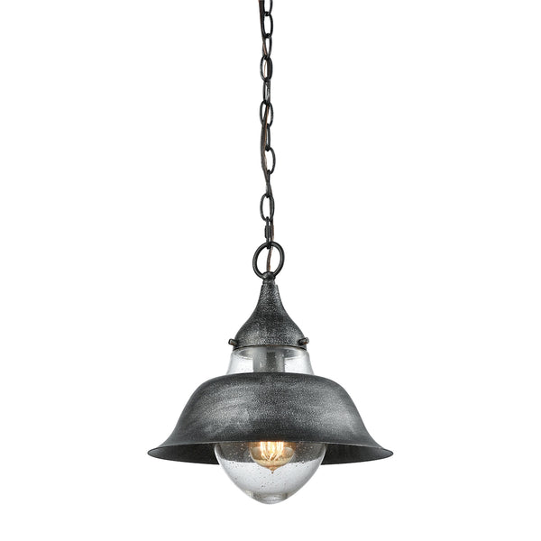 Stratham 1 Light Pendant In Silvered Graphite With Seedy Glass