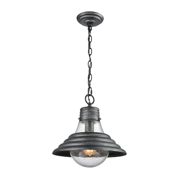 Stratham 1 Light Pendant In Silvered Graphite With Seedy Glass