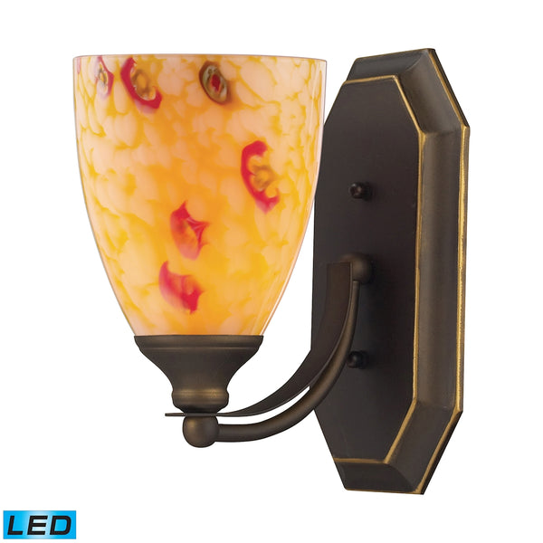 Bath And Spa 1 Light LED Vanity In Aged Bronze And Yellow Glass