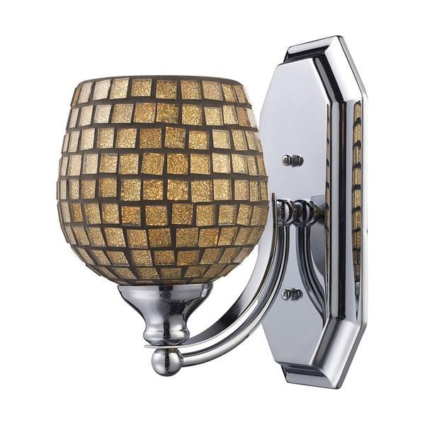 Bath And Spa 1 Light Vanity In Satin Nickel And Gold Leaf Glass