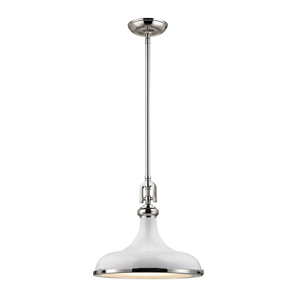 Rutherford 1 Light Pendant In Polished Nickel And Gloss White