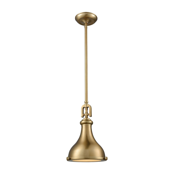 Rutherford 1 Light Pendant In Satin Brass With Frosted Glass Diffuser