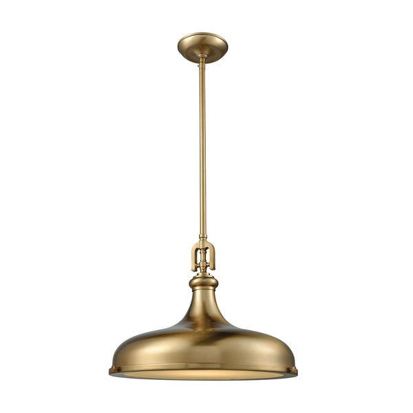Rutherford 1 Light Pendant In Satin Brass With Frosted Glass Diffuser