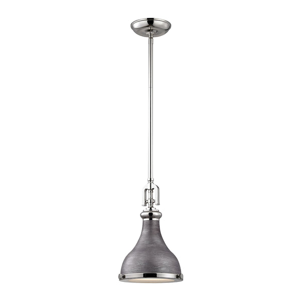 Rutherford 1 Light Pendant In Polished Nickel And Weathered Zinc