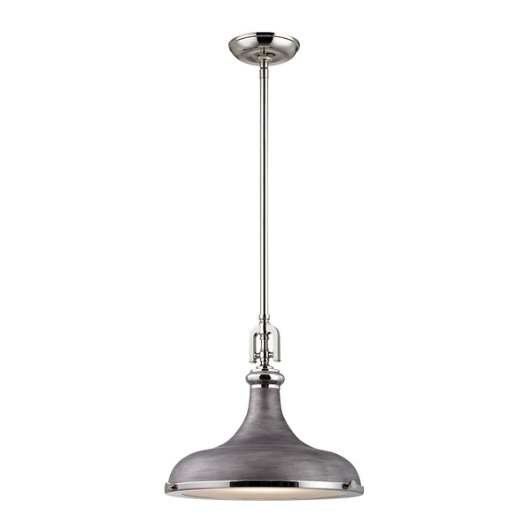 Rutherford 1 Light Pendant In Polished Nickel And Weathered